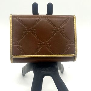 Longchamp Leather Wallet with Gold-Tone Frame - collectible